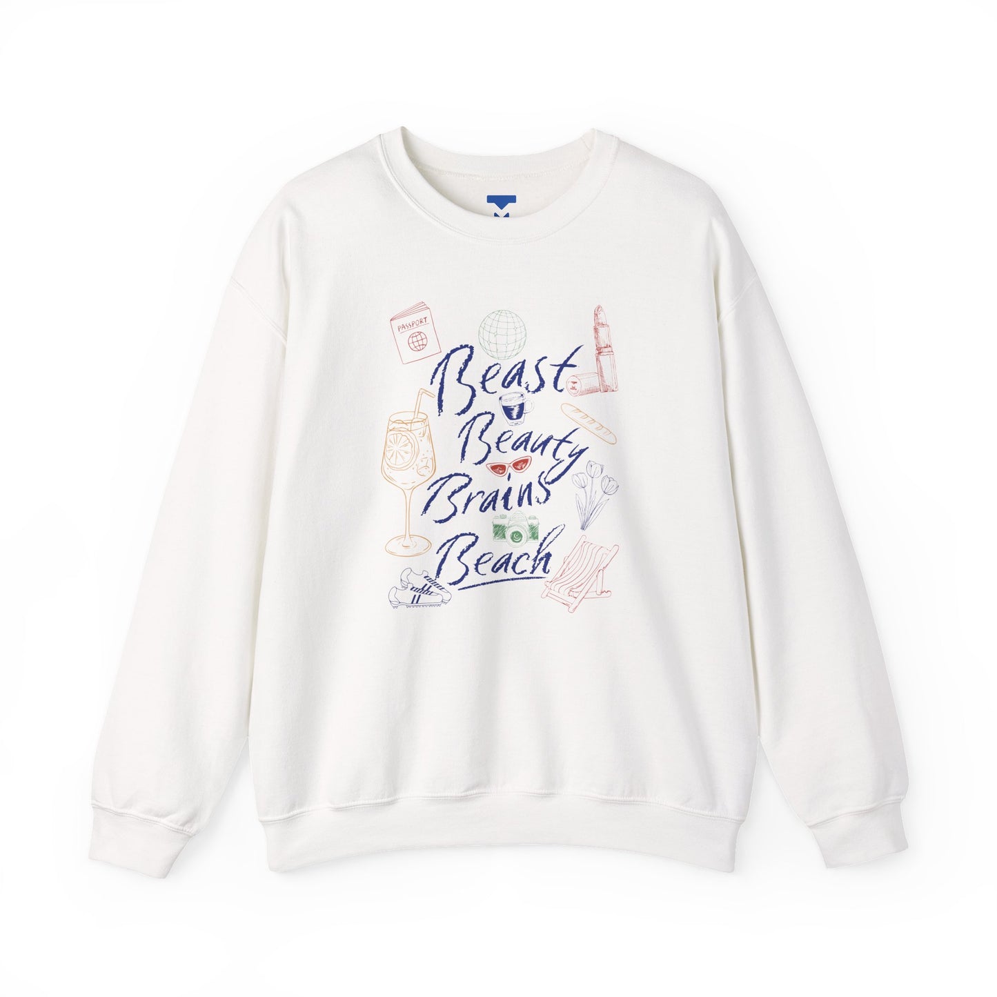Beast Beauty Brains Beach Crewneck Sweater