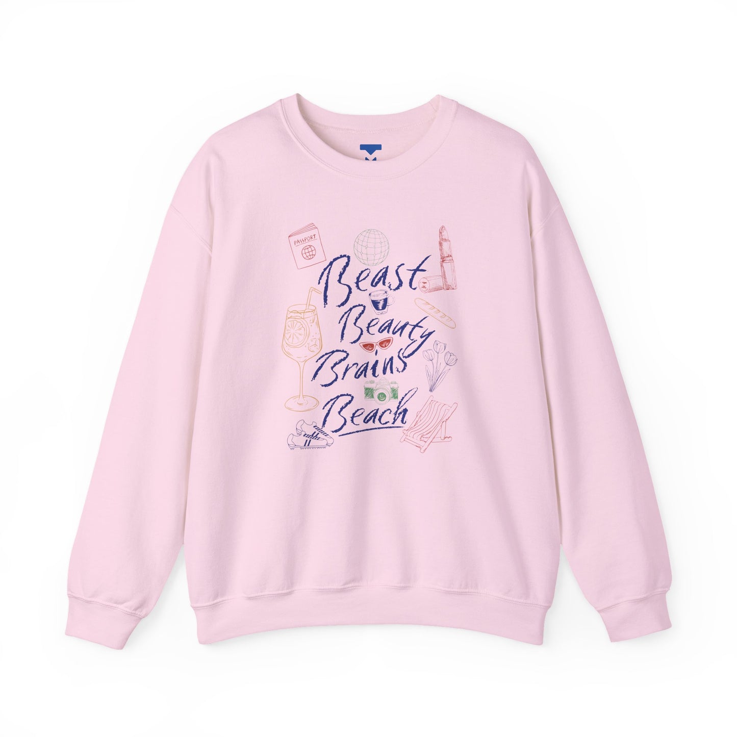 Beast Beauty Brains Beach Crewneck Sweater