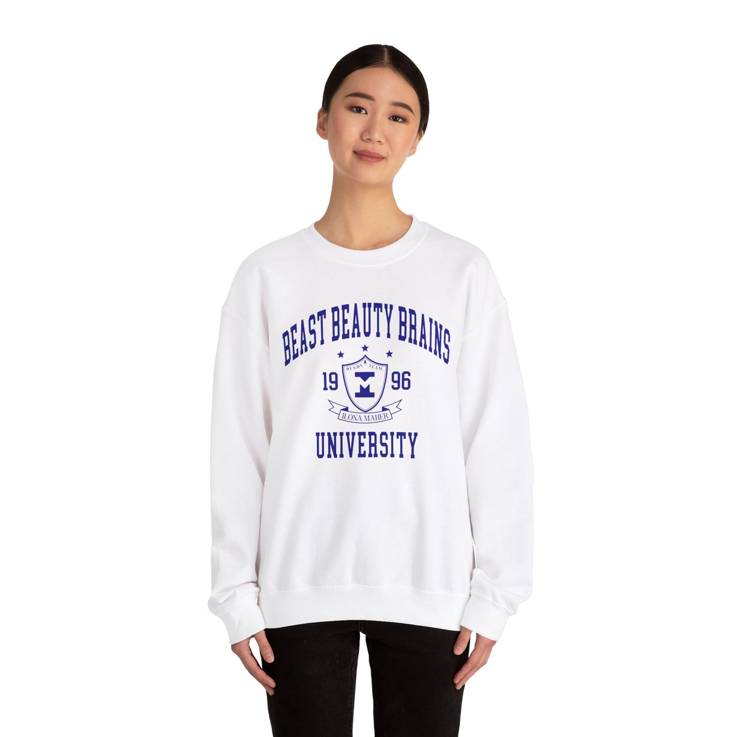 Beast Beauty Brains University Crewneck Sweater
