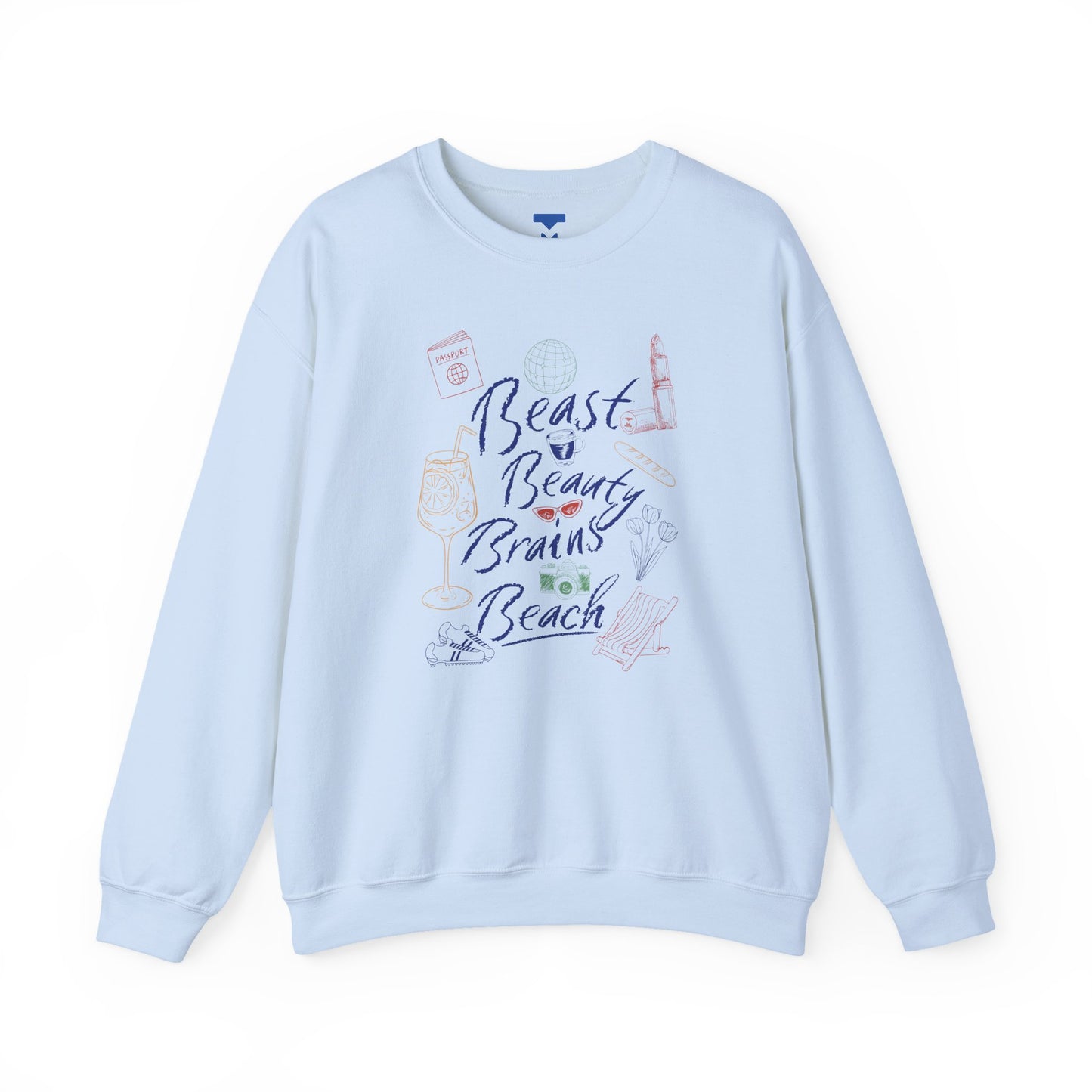 Beast Beauty Brains Beach Crewneck Sweater