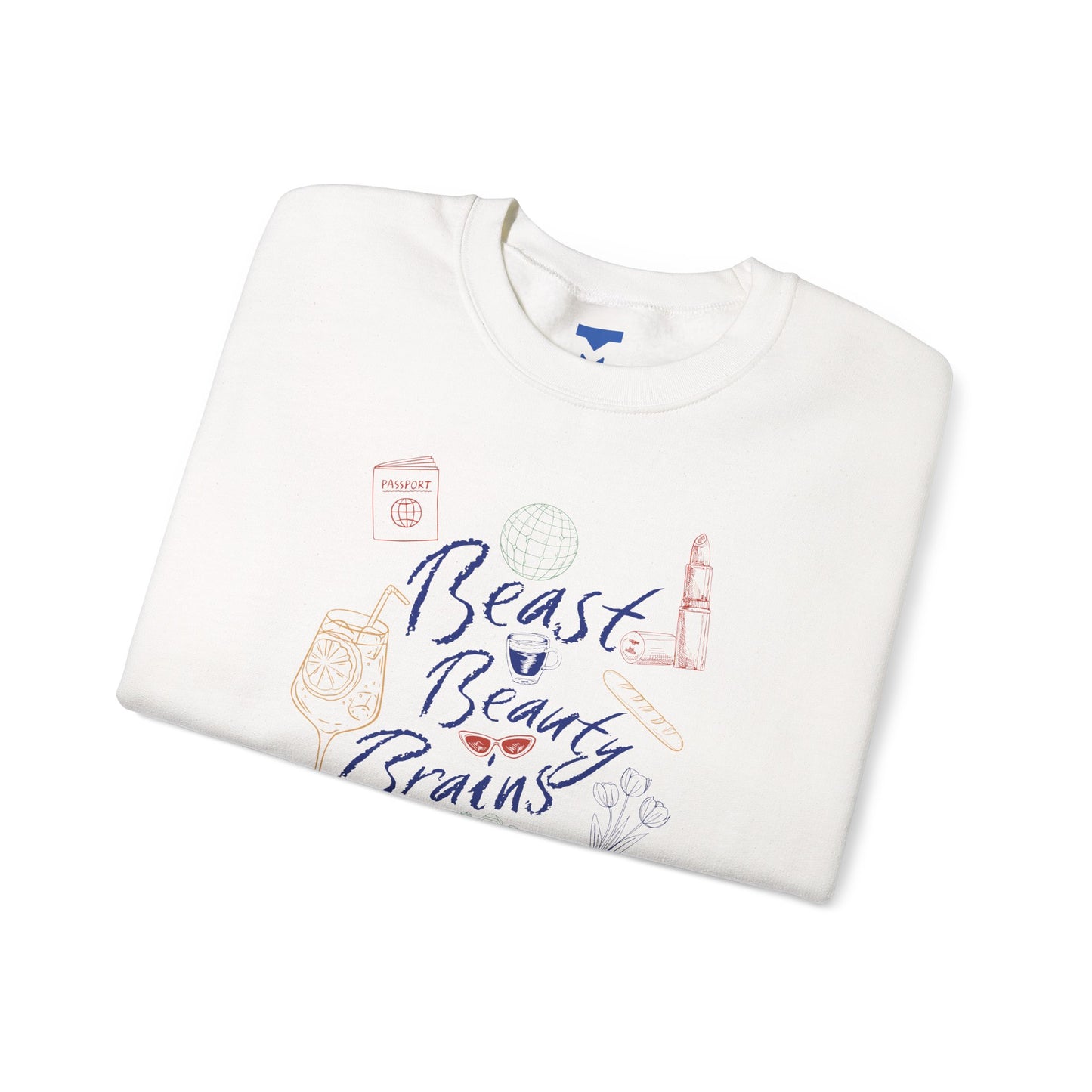 Beast Beauty Brains Beach Crewneck Sweater