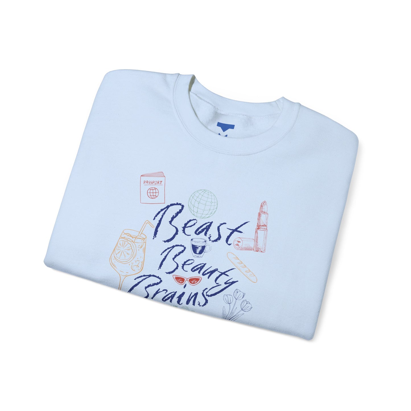 Beast Beauty Brains Beach Crewneck Sweater