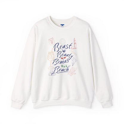 Beast Beauty Brains Beach Crewneck Sweater