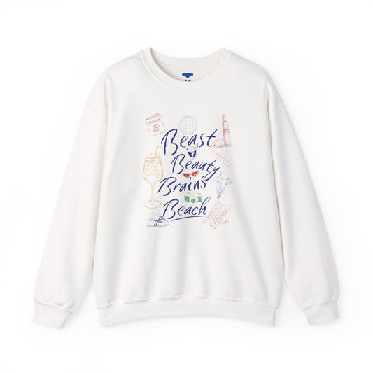 Beast Beauty Brains Beach Crewneck Sweater