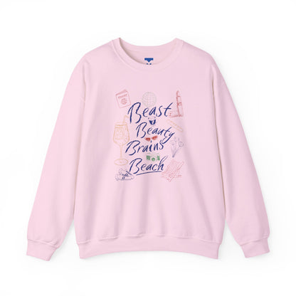 Beast Beauty Brains Beach Crewneck Sweater