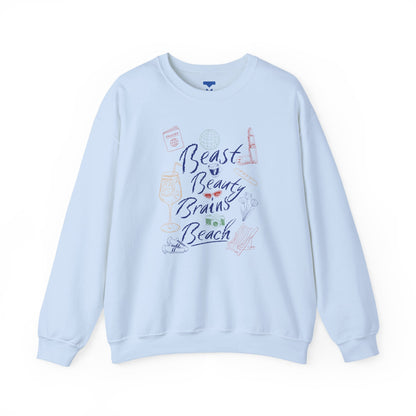 Beast Beauty Brains Beach Crewneck Sweater