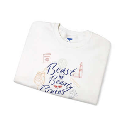 Beast Beauty Brains Beach Crewneck Sweater